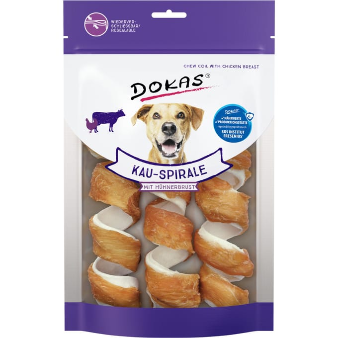 Voordeelpak: 2x110g Dokas Kau-Spiraal Kipfilet 6 stuks Hondensnacks