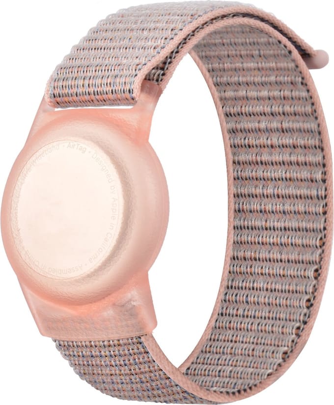 By Qubix - AirTag nylon loop bandje - M/L - Zand roze