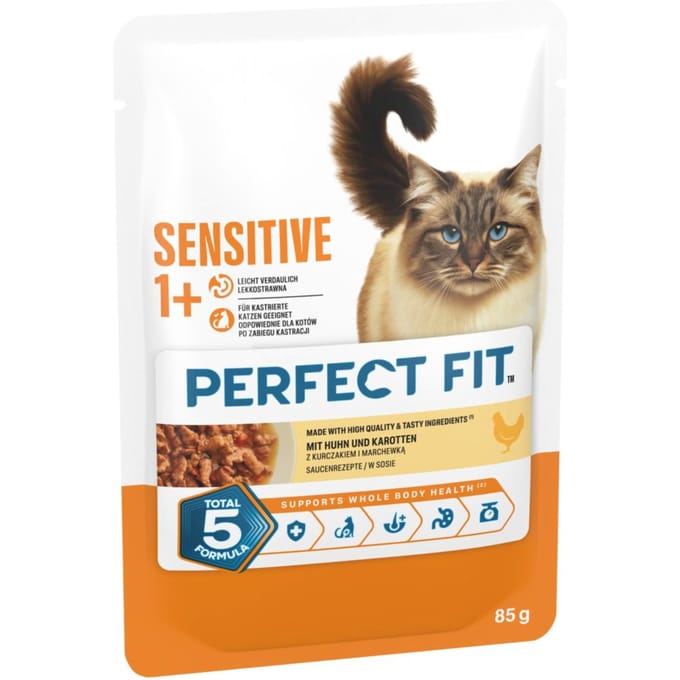 Perfect Fit Sensitive 1+ - Voordeelpakket: Kip (48 x 85 g)