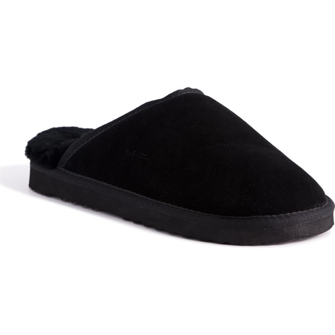 Aus Wooli "Manly" Australië Schapenvacht Wollen Pantoffels, Zwart