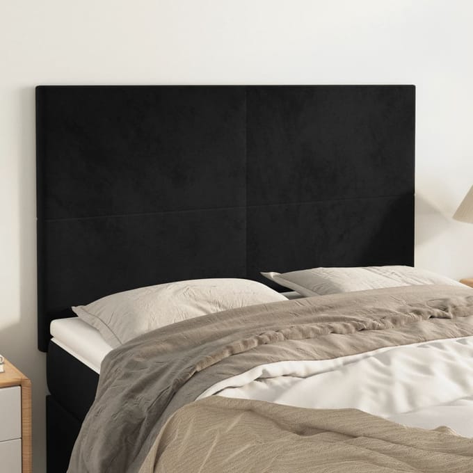vidaXL - Hoofdbord - zwart - 144x5x118/128 - cm - fluweel