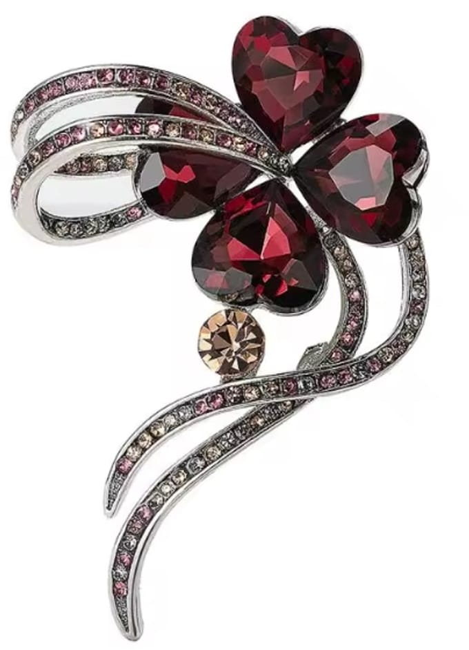 Actie4you® - Broche - Klavertje Vier – Speld - Groen - Kristal – 4x5CM - Rood