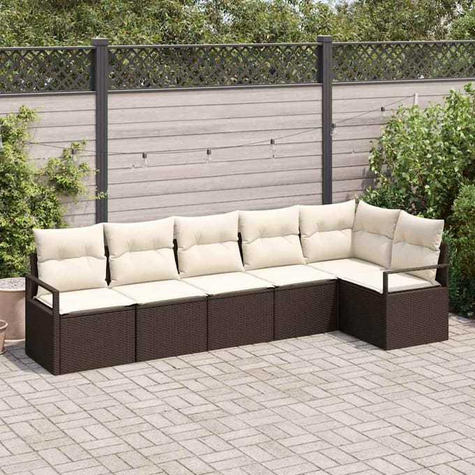vidaXL Bankstel 6 st Bruin poly rattan