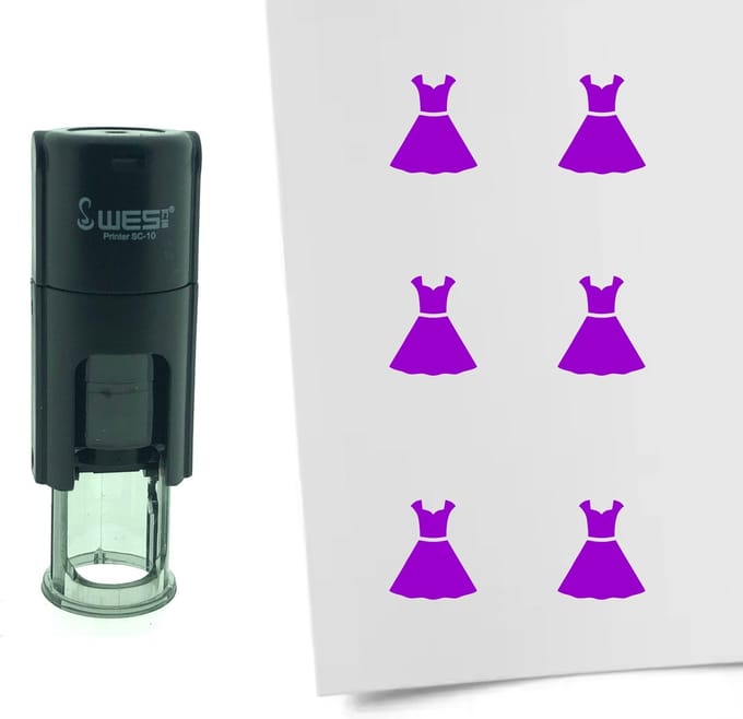 CombiCraft Stempel Jurk 10mm rond - Paarse inkt