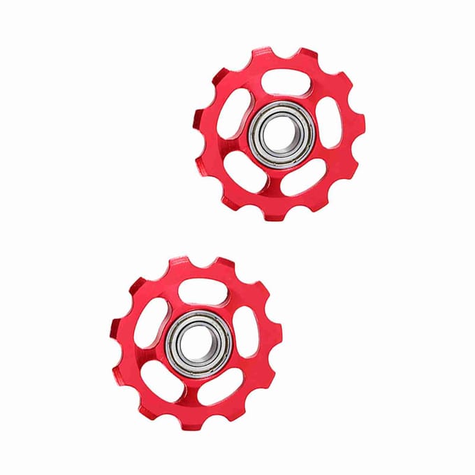 2 stuks Aluminium 11T Geleidewieltje Achterderailleur Katrol Voor Fiets(rood) red