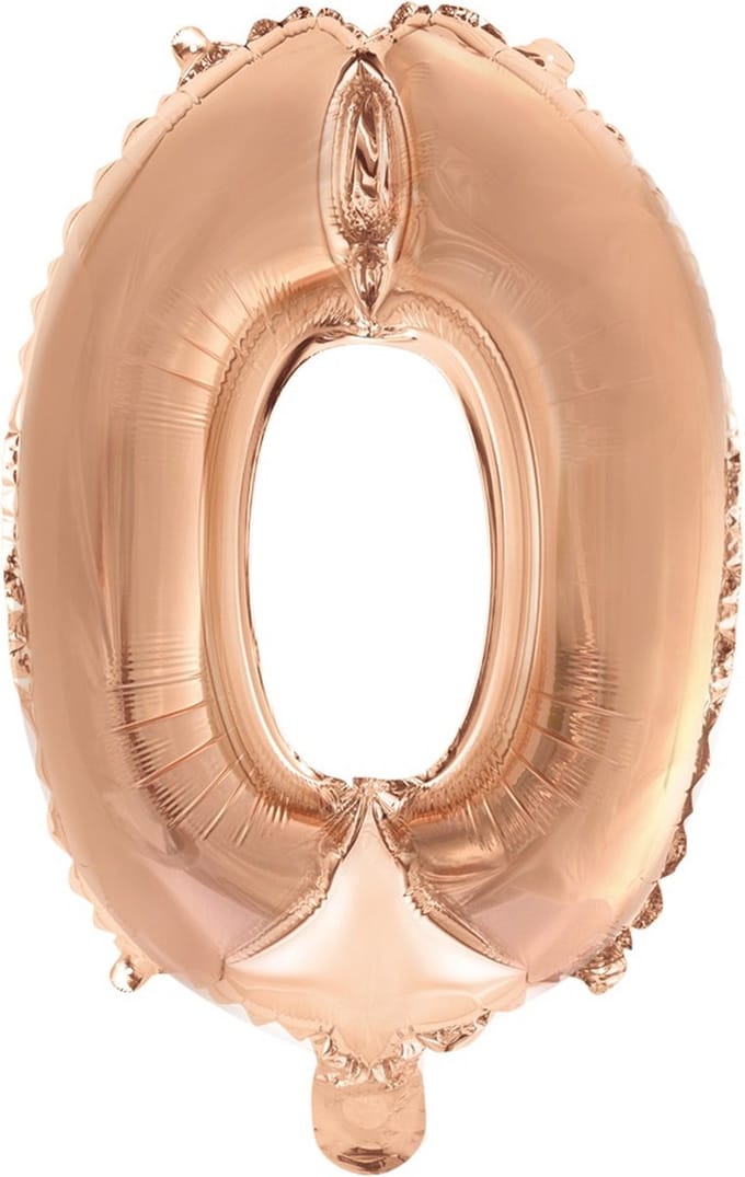 Folie Ballon Cijfer 0 Rose goud 41 cm