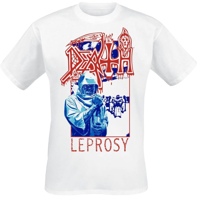 Death T-shirt - Leprosy Posterized - S tot XXL - voor Mannen - wit