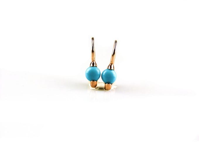 model Piccolo oorringen in zilver roze verguld cabochon turkoois