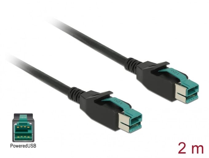 Delock PoweredUSB cable male 12 V > PoweredUSB male 12 V 2 m for POS printers and terminals