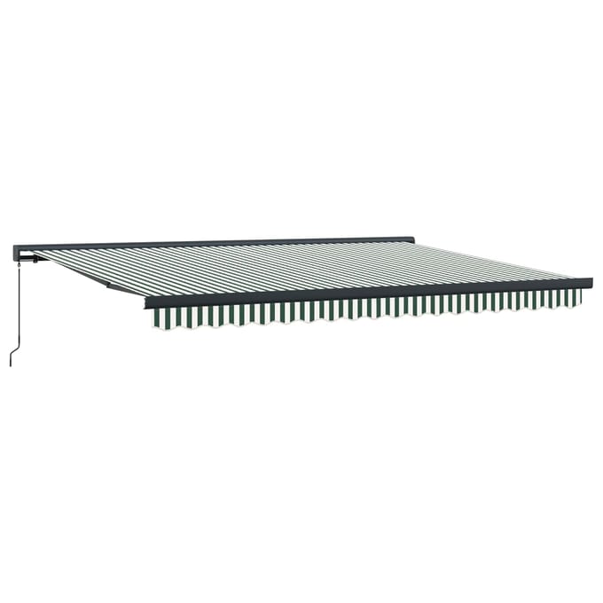 vidaXL - Uitschuifbare - luifel - Groen - en - Wit - 4 - × - 3 - m - Canvas - en - Aluminium