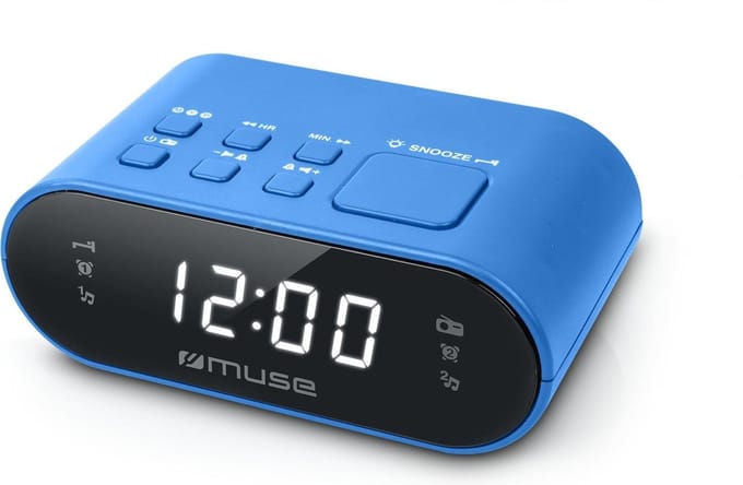Muse M-10BL - Compacte wekkerradio - voorkeuzezenders - dimbaar display - sleep / snooze - back-up batterij