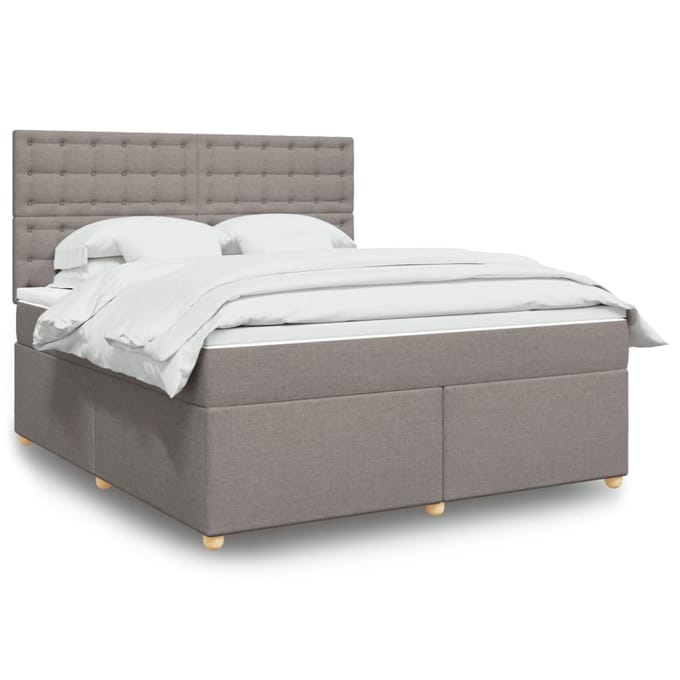 vidaXL - Boxspring - met - matras - stof - taupe - 180x200 - cm