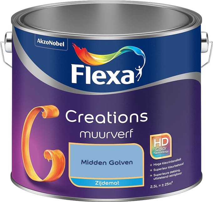 Flexa - Creations Muurverf Zijdemat - Midden Golven - Mengverf - 2,5 L