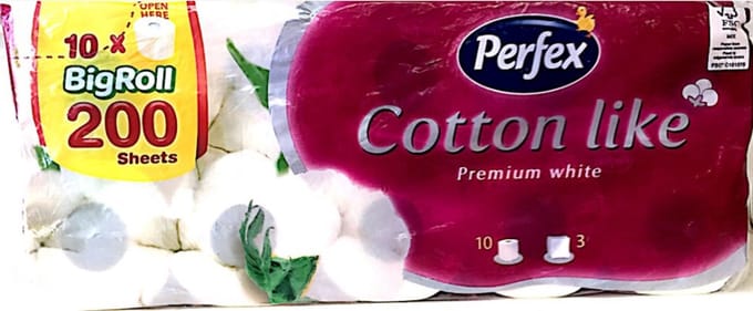 Perfex Toiletpapier COTTON LIKE 10 Rollen en 3 Lagen big roll.