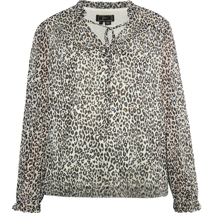 Faina Blouse met leo-print Dames Wit Veelkleurig