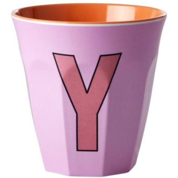 Rice melamine beker medium letter y pink
