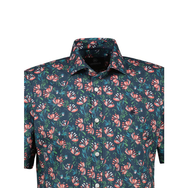 Lerros - Korte Mouw Overhemd - Mannen - M - 331 EARTH RED - Katoen - 2542326