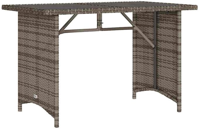 Grijze Polyrotan Tuintafel met Glazen Tafelblad 110x68 cm