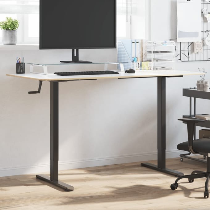 vidaXL - Zit-sta - bureauframe - (94-135)x60x(70-114) - cm - staal - zwart