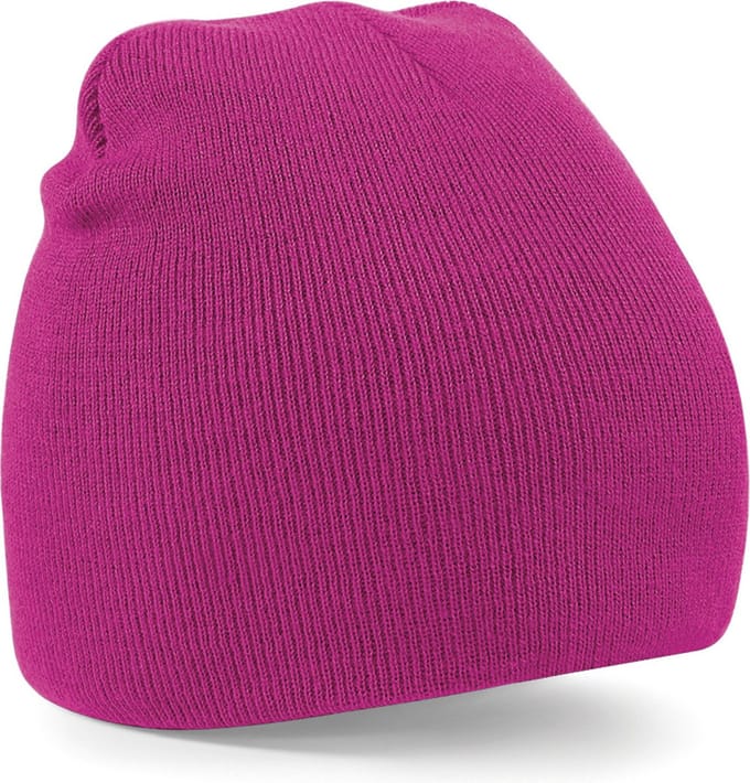 Beechfield pull-on beanie wintermuts - fuchsia roze - volwassenen - 100% polyacryl - damesmuts/wintermuts