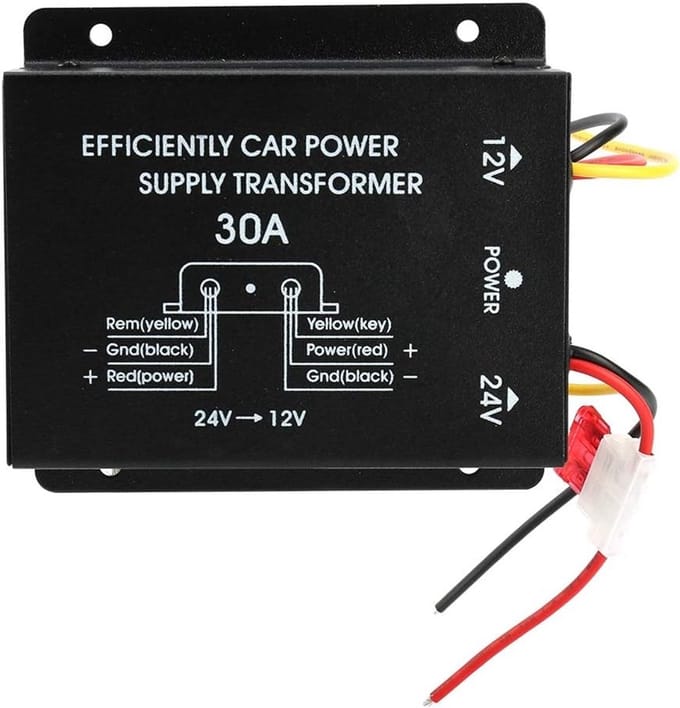 Verloopstuk 24 V naar 12 V - Spanningsreductor 30 A Stroomtransformator voor Auto Step Down Inverter