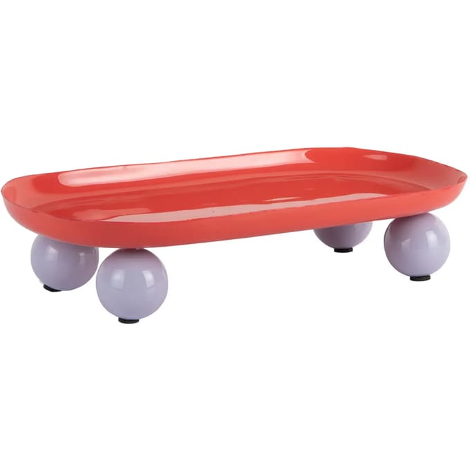 Present Time Dienblad Double Funky Oval Large - Rood - 39x16x6cm - Modern