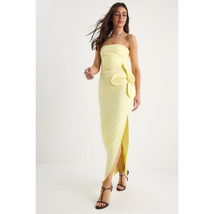 Strapless Bloemen Maxi Jurk met Strikdetails