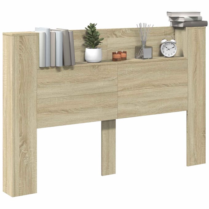 vidaXL - Opslag - hoofdeinde - met - LED - Sonoma - Eiken - Bewerkt - hout