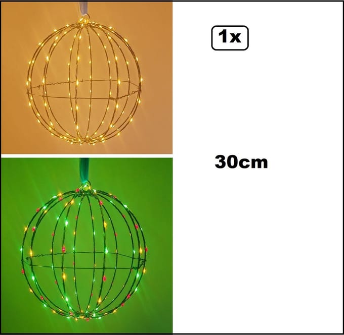 Lichtbol met zwart metalen frame 30cm - Carnaval