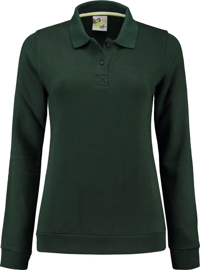 Lemon & Soda polosweater voor dames in de kleur forest green in de maat S.