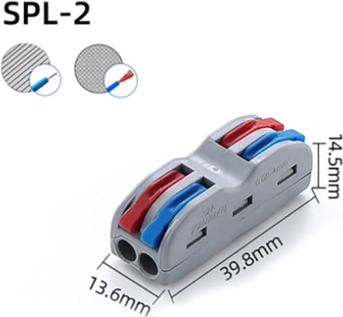 Lasklem - kabel Verbinding connector - duo - 2/2 polig - 32A -400V