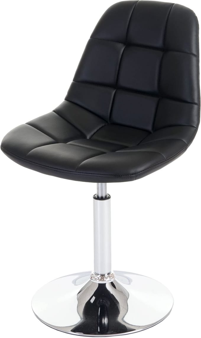 Set van 2 eetkamerstoelen MCW-A60, draaistoel, chroom ~ kunstleer zwart