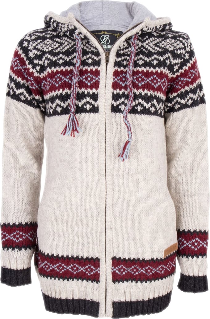 Gebreid Wollen Dames Vest van Schapenwol met Polyester Fleece voering en vaste capuchon - SHAKALOHA - W Spring M