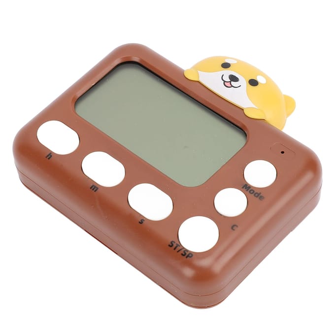 Digitale Keukentimer Plastic Schattig Cartoon Uiterlijk Elektrische Kooktimer voor Studeren Hond gray