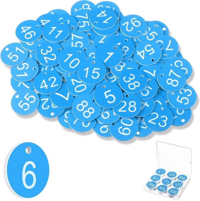 Dailygoods- Tafelnummers set van 100 - Waterdichte ID-tags - Plastic
