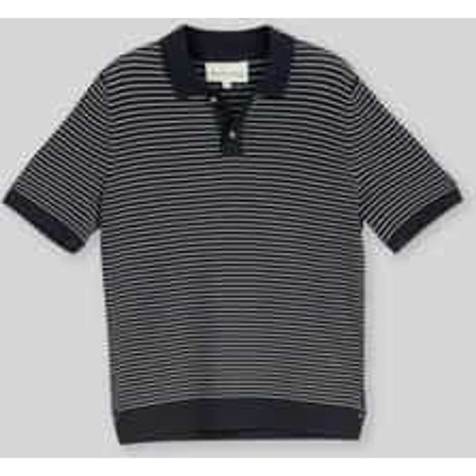 Tom Tailor - Gebreide trui met polokraag - Maat M - navy offwhite stripe