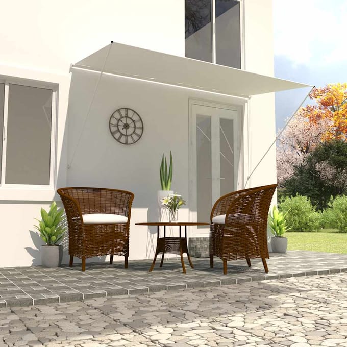 vidaXL - Luifel - uittrekbaar - 350x150 - cm - crème