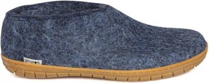 Glerups pantoffel van wolvilt met rubber zool - Denim - maat 35