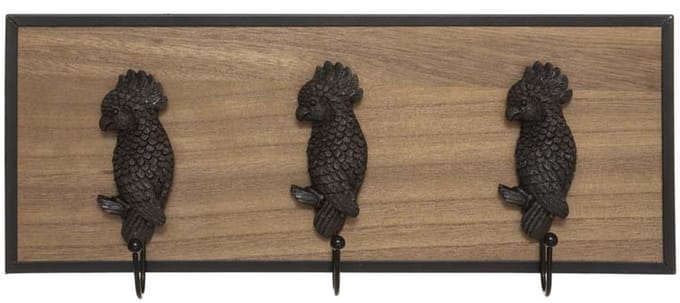 Houten muurjas vogels 3 haken - Fer|Hout - SILUMEN