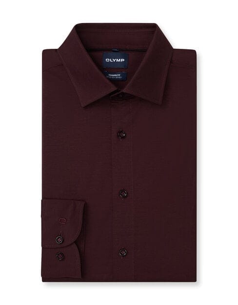 OLYMP Luxor 24/Seven Overhemd, Modern Fit, New Kent, Bordeauxrood