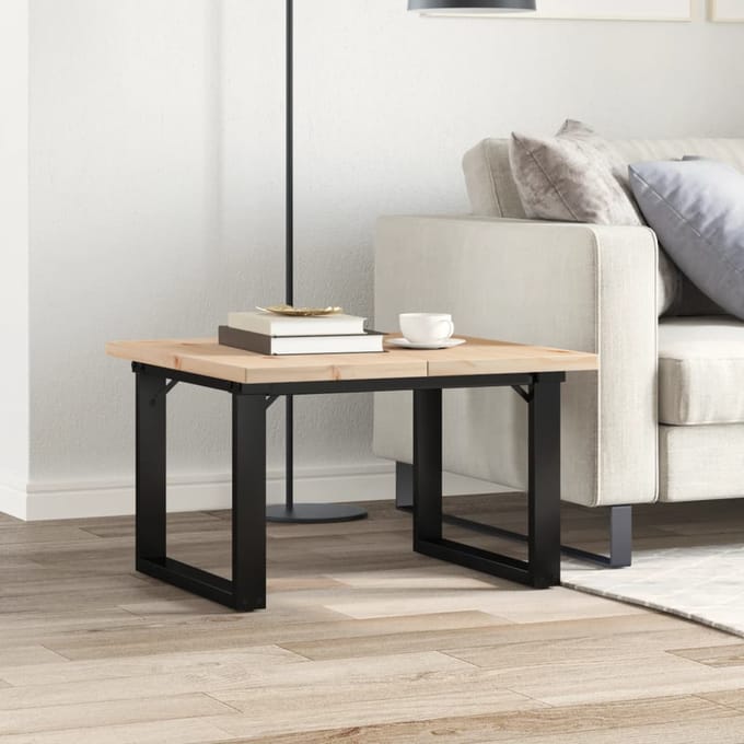 vidaXL - Salontafel - O-frame - 70x70x40,5 - cm - grenenhout - en - staal