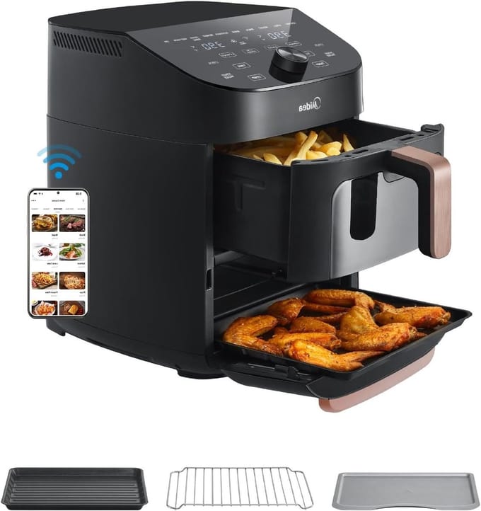 Verticale Airfryer - Dubbele Zone - Veelzijdig Koken - App Bediening - 11 Liter - Zwart