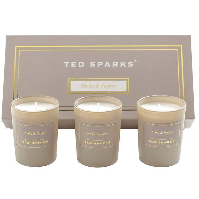 Ted Sparks Tonka & Pepper Mini Candle | 165 gr + 165 gr + 165 gr | Set 3 st