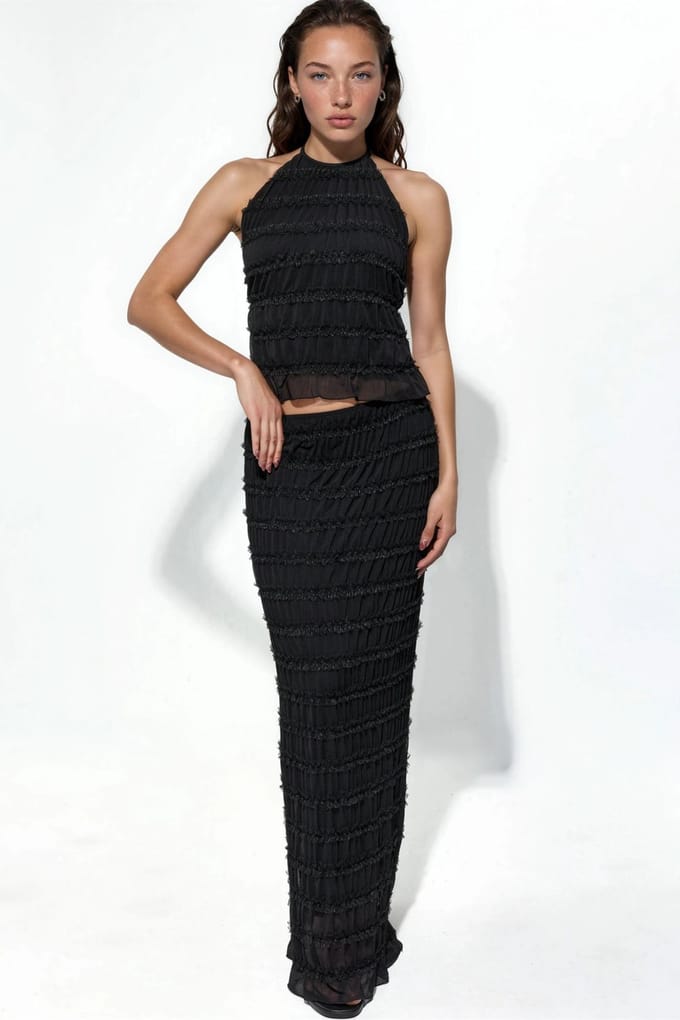 Lage Taille Tule Maxi Rok