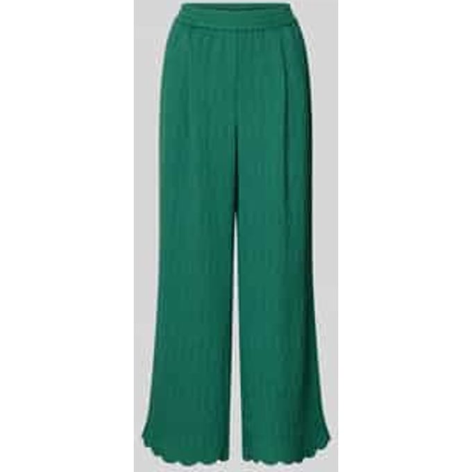 Stoffen broek van viscosemix met golvende zoom