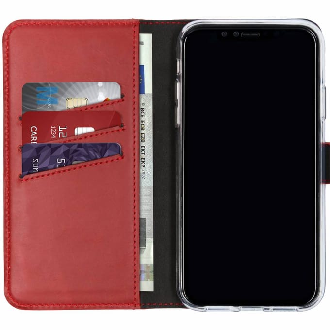 Selencia Hoesje - Geschikt voor Apple iPhone XR - Echt Lederen Bookcase - Rood
