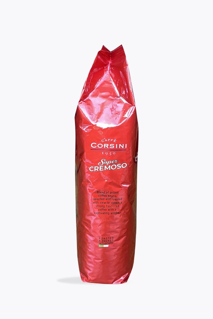 Caffè Corsini Super Cremoso 1 kg | Hele bonen | Intense Espresso, Arabica en Robusta uit Zuidoost-Azië, Zuidoost-Amerika | Rijke cacao aroma