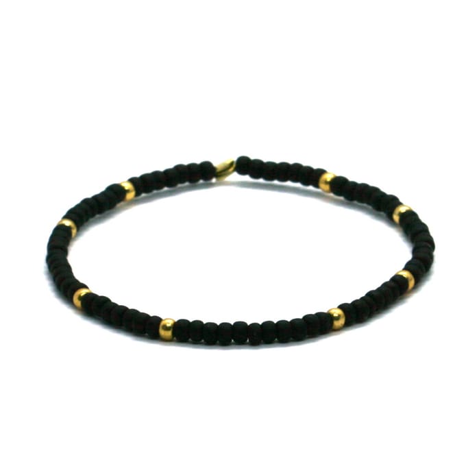 Armband zwart - goud rvs - 3mm