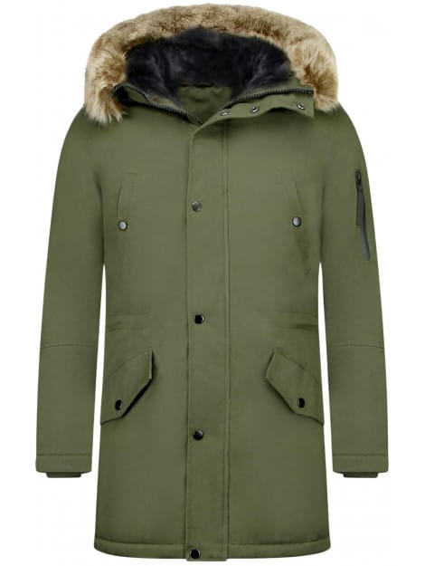 Parka Heren Winterjas - Gewatteerde Jassen - Winterjas Heren Bontkraag - Groene Jas