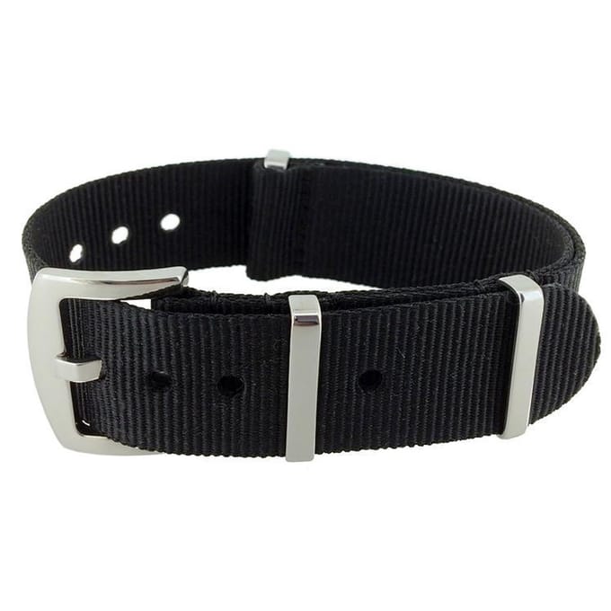 Mega NATO Superstrap Horlogeband Nylon Strap Zwart 20mm